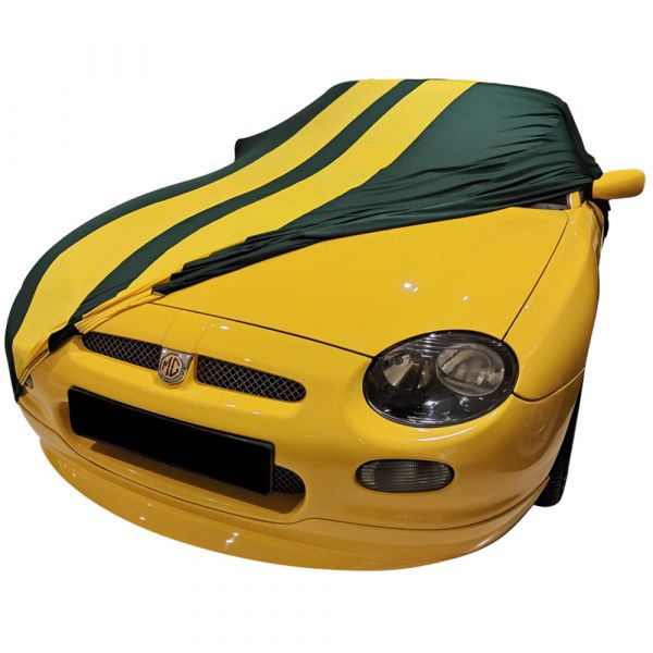 Indoor-Autoabdeckung passend für MG MG F 1995-2002 Green with yellow  striping spezielle Design