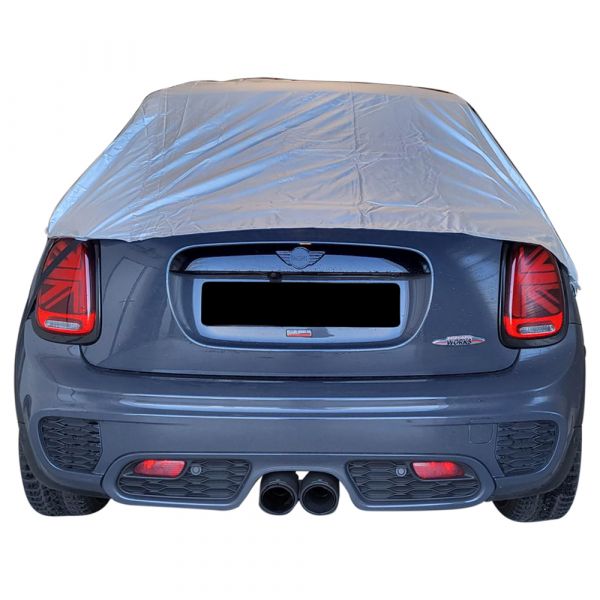 Half cover fits Mini Cooper (F56) Mk III One 2015-2022 Compact car cover en  route or on the campsite