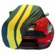 Indoor car cover Mini Roadster (R59) green with yellow striping