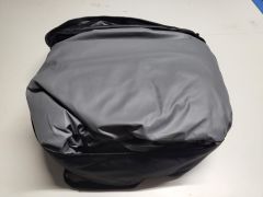 Custom tailored outdoor car cover Seat Leon 2-Series Grey with mirror pockets and print