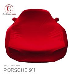 Custom tailored indoor car cover Porsche 911 (996) GT2 with fixed spoiler Maranello Red with mirror pockets