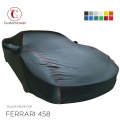 Custom tailored indoor car cover Ferrari 458 with mirror pockets