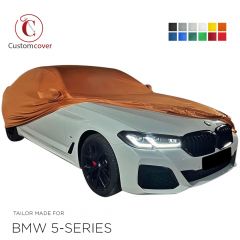 Custom tailored indoor car cover BMW 5-Series with mirror pockets