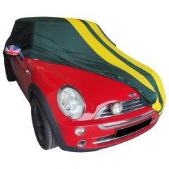 Indoor car cover Mini Cooper (R50) green with yellow striping