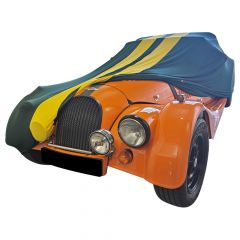 Indoor car cover Morgan Plus 8 green with yellow striping