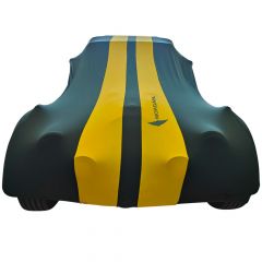 Indoor car cover Morgan Plus 8 green with yellow striping with print
