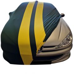 Indoor car cover Peugeot 206 green with yellow striping