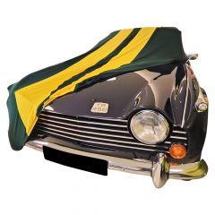 Indoor car cover Triumph TR250 green with yellow striping