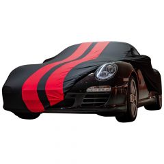 Indoor car cover Porsche 911 (997) Cabrio black with red striping