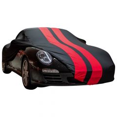 Indoor car cover Porsche 997 Carrera S black with red striping
