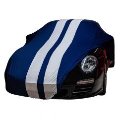 Indoor car cover Porsche 997 Carrera S Blue with white striping