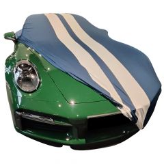 Indoor car cover Porsche 911 (992) Blue with white striping