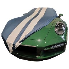 Indoor car cover Porsche 911 (992) Turbo Blue with white striping