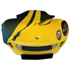 Indoor car cover Lotus Elan M100 green with yellow striping