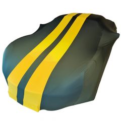 Indoor car cover Ford Fiesta (6th gen) green with yellow striping