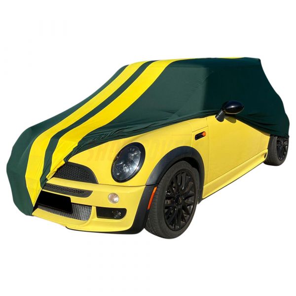 Special design indoor car cover fits Mini Cooper S (R53) 2001-2006 Green  with yellow striping
