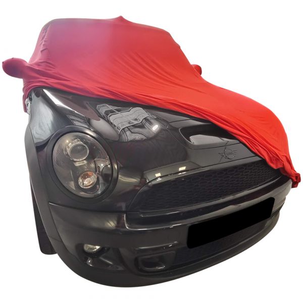Housse bâche voiture intérieur protection auto en satin rouge gris