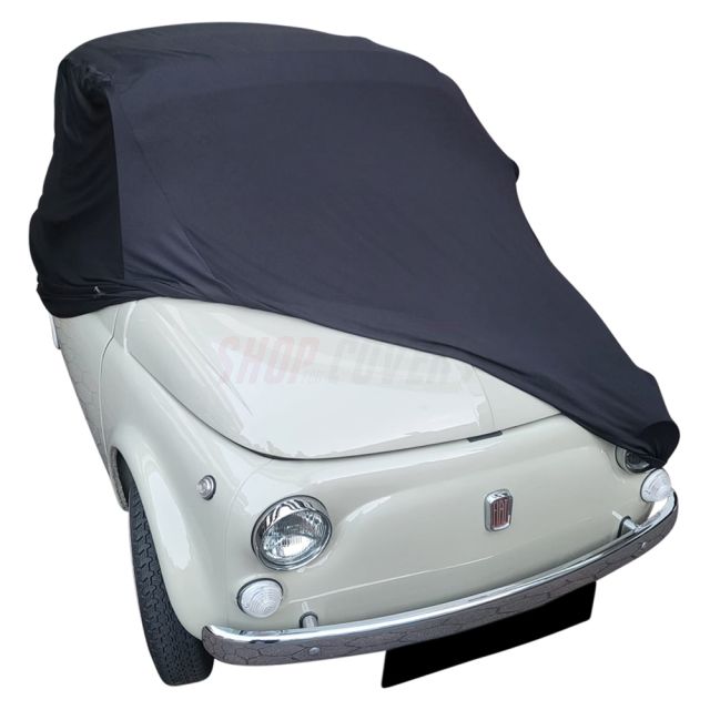 Telo Copriauto Per FIAT 500 - Mezzo Garage Impermeabile Oxford 210D, Protezione Completa Con Cinghie Antivento E Strisce Riflettenti (Nero/Argento)