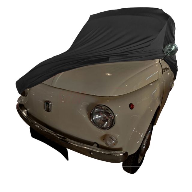 Telo Copriauto per Fiat 500 GQ/500 Sport Cabrio Protezione impermeabile Polvere Sole Antivento Copertura per auto da esterno con custodia,A/Black