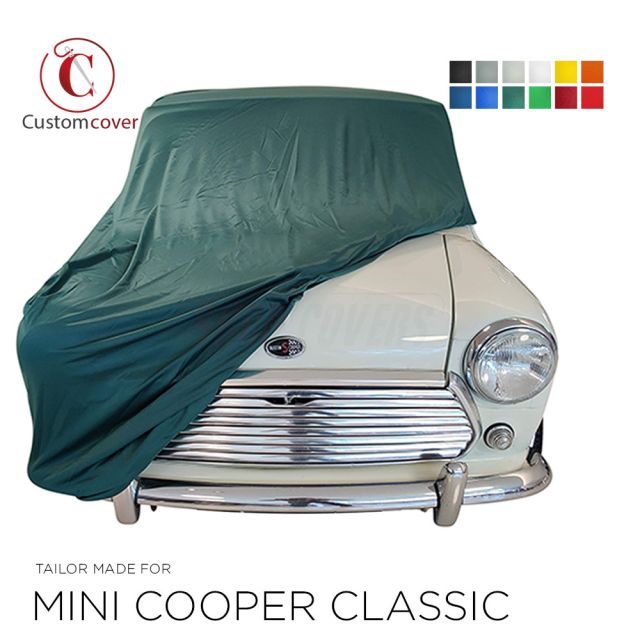 Maßgeschneiderte Autoabdeckung passend für Mini Cooper classic 1959-2000 indoor (12 farben) mit Spiegeltaschen | OEM-Qualität und Passform | 365 Tage Rückgabegarantie