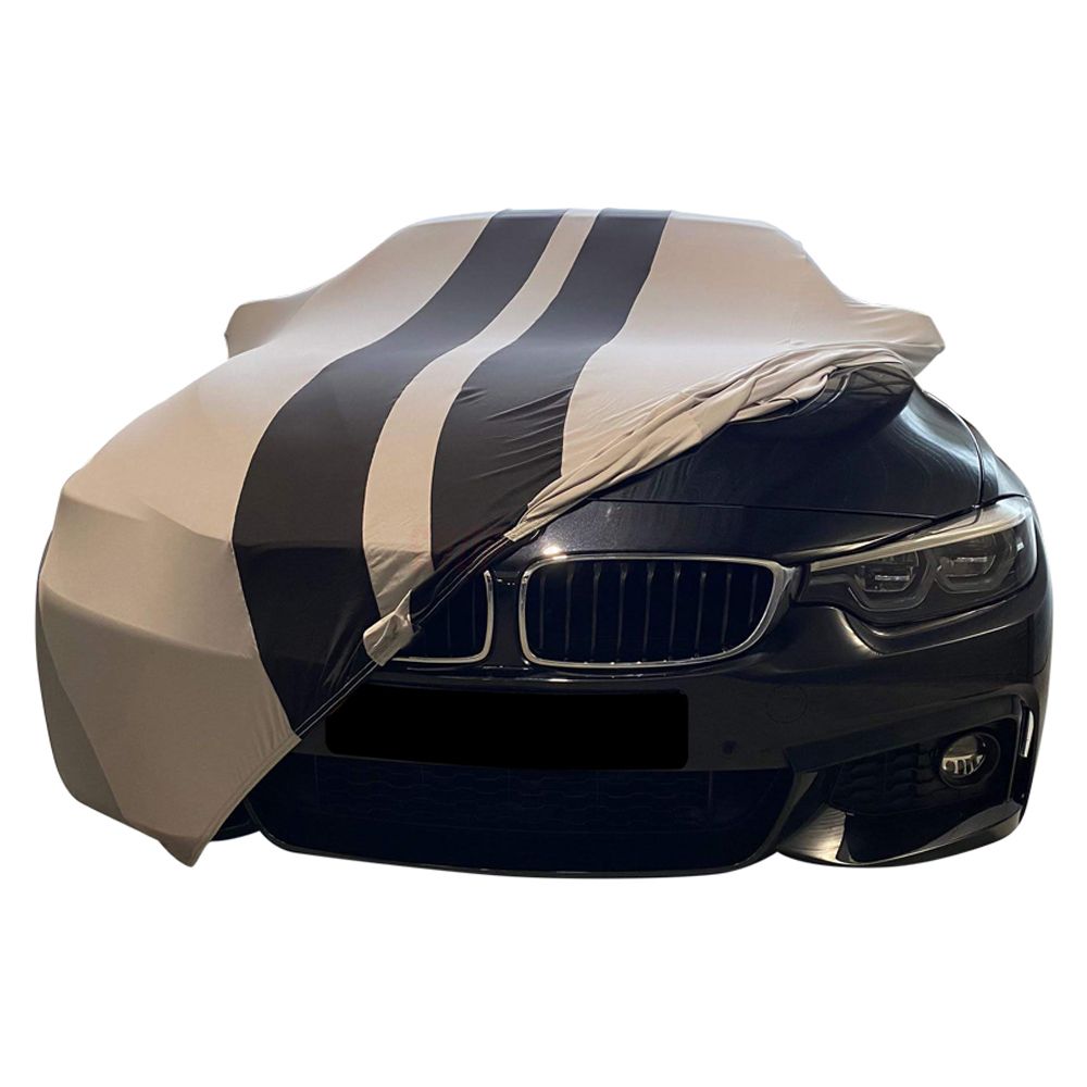 Indoor-Autoabdeckung passend für BMW 4-Series (F32) Coupe 2013-2020 Grey  with black striping spezielle Design