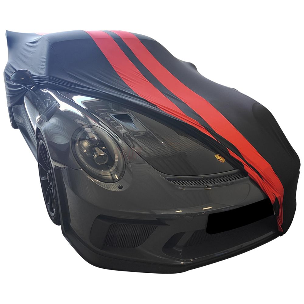 Special design indoor car cover fits Porsche 911 (991) GT3 RS 2017-2019  Black with red striping
