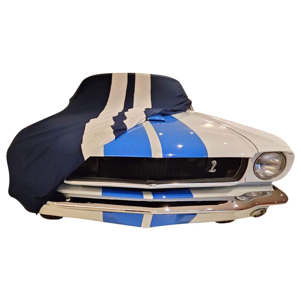 Indoor-Autoabdeckung passend für Ford Mustang 1 1964-1973 Blue with white  striping spezielle Design
